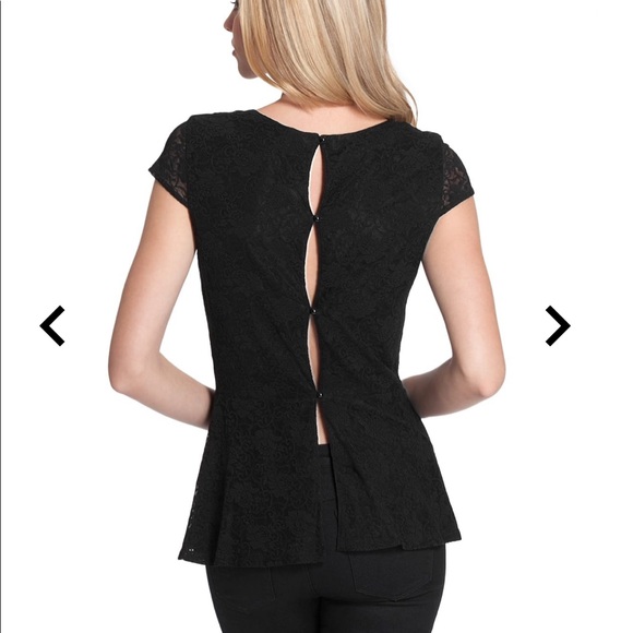 New Guess Lace Peplum Button Back cap sleeve S - Picture 1 of 8